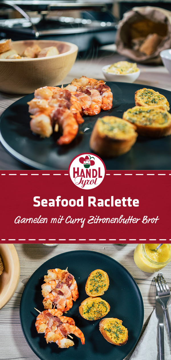 Garnelen Spieße mit Curry Zitronenbutter Baguette - HANDL TYROL Garnelen Spieße mit Curry Zitronenbutter Baguette - HANDL TYROL