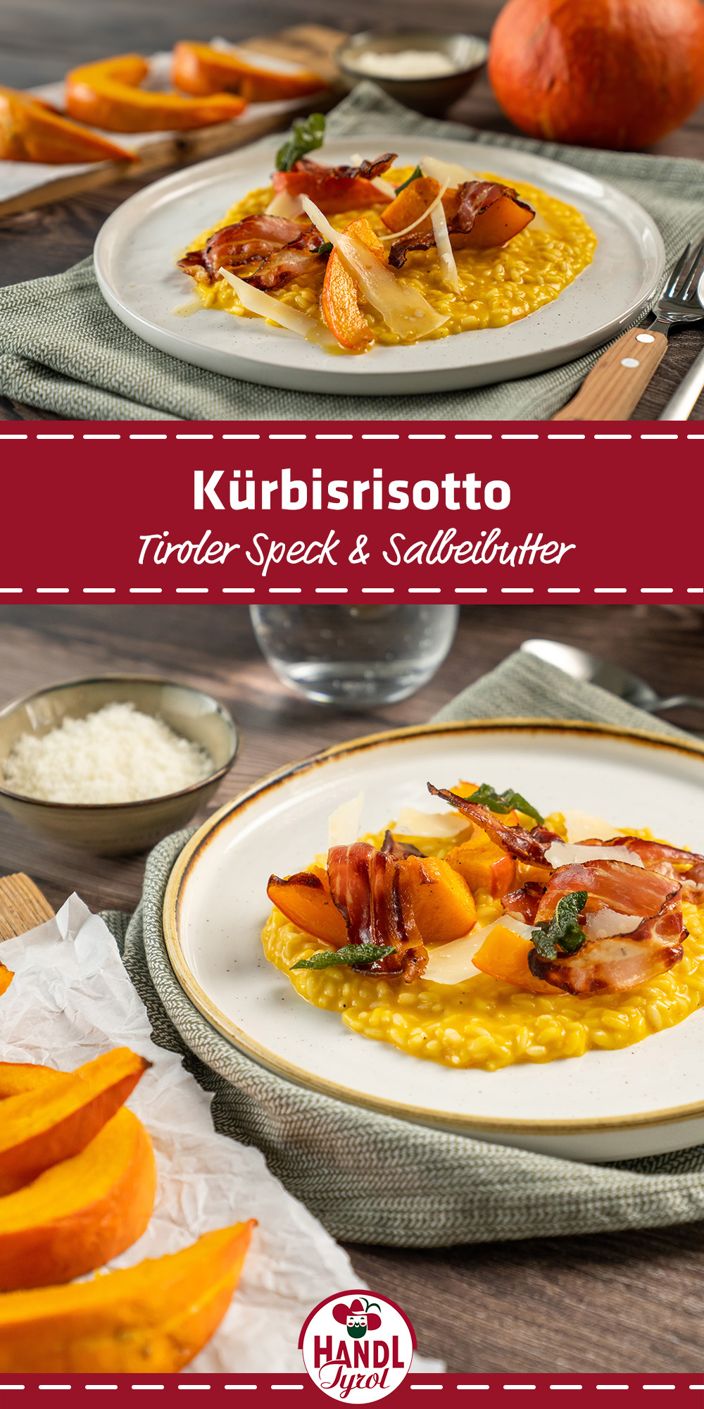 Kürbisrisotto mit Tiroler Speck & Salbeibutter - HANDL TYROL Kürbisrisotto mit Tiroler Speck & Salbeibutter - HANDL TYROL